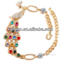2014 fashion jewelry crystal vintage pecock bracelet charms